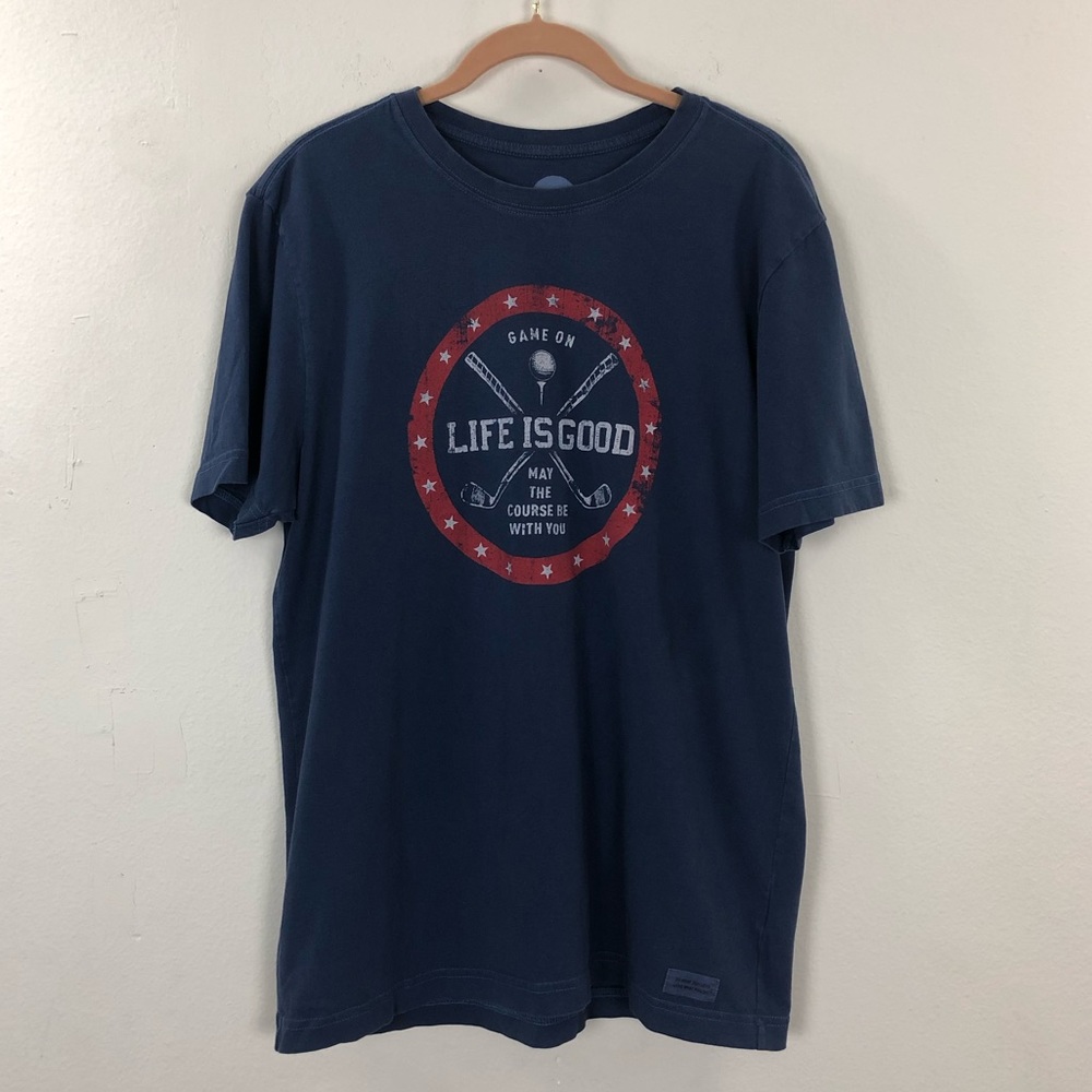Life is Good Red White Blue Classic Fit Cotton Short Sleeve Golf Crusher Medium